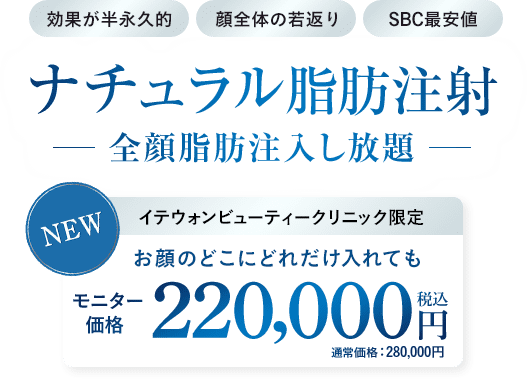 ナチュラル脂肪注射全顔脂肪注入し放題