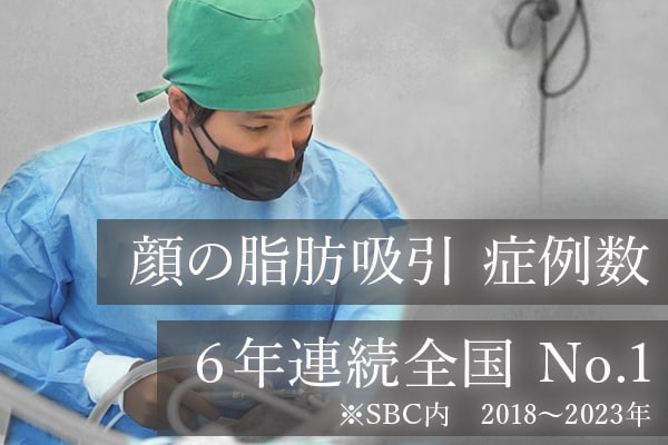 顔の脂肪吸引執刀数 6年連続全国No.1