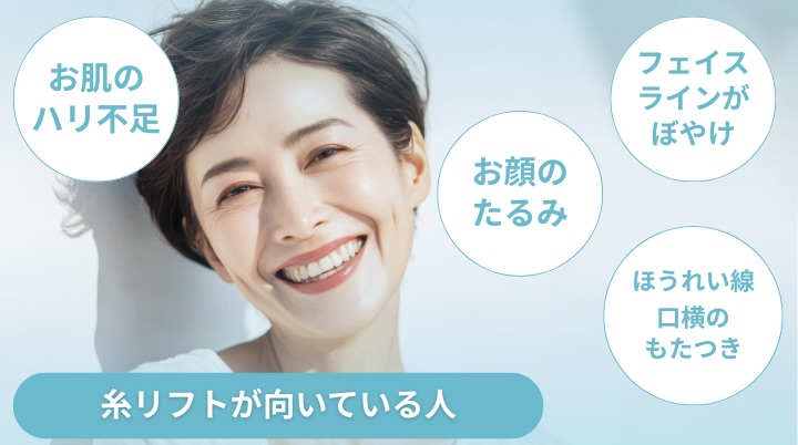 糸リフトはこんな悩みに効果的！<br />
