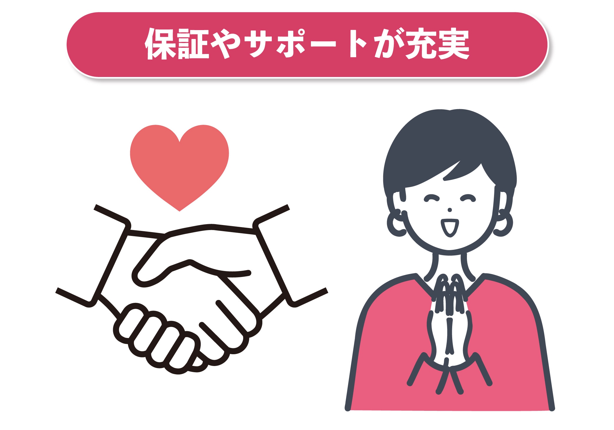 サイズ保証や交通費補助制度がある