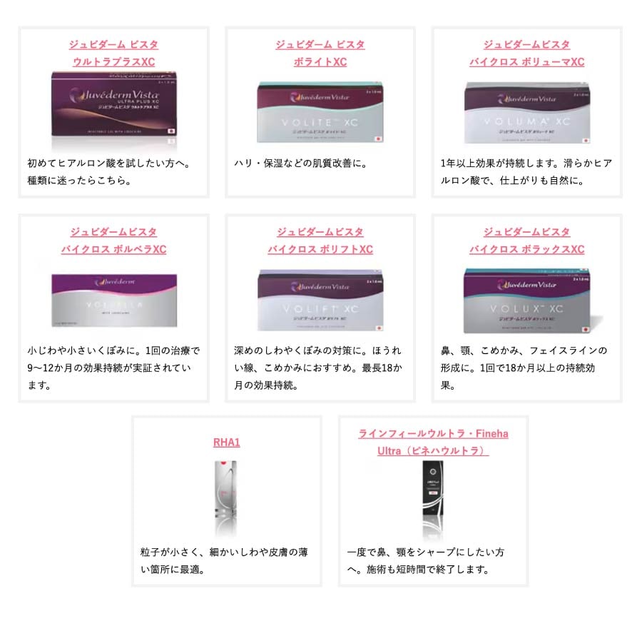 ヒアルロン酸の種類