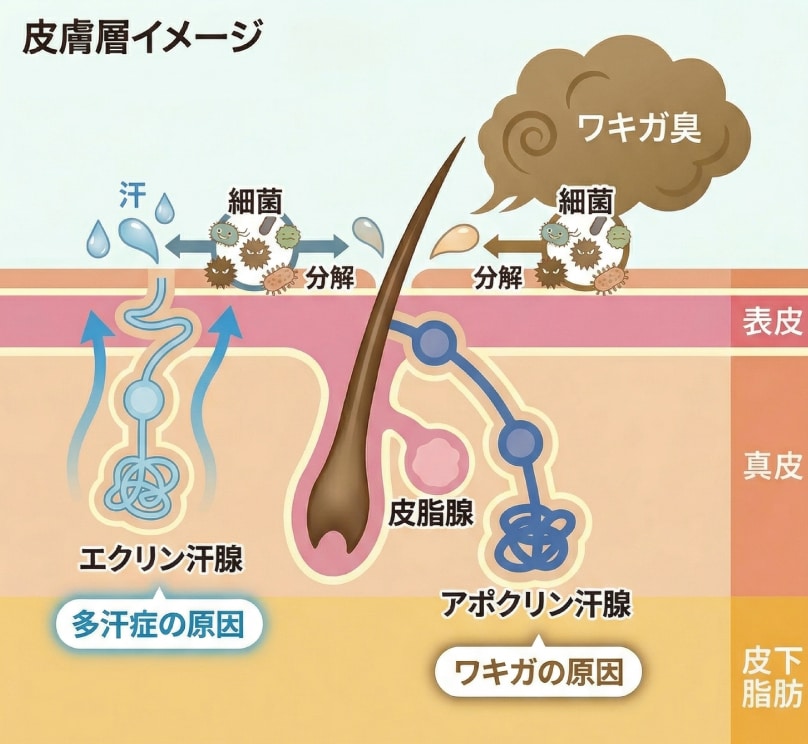 2種類の汗腺に同時にアプローチ