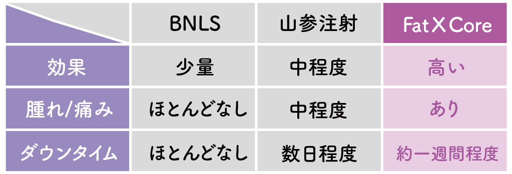 脂肪溶解注射 比較表
