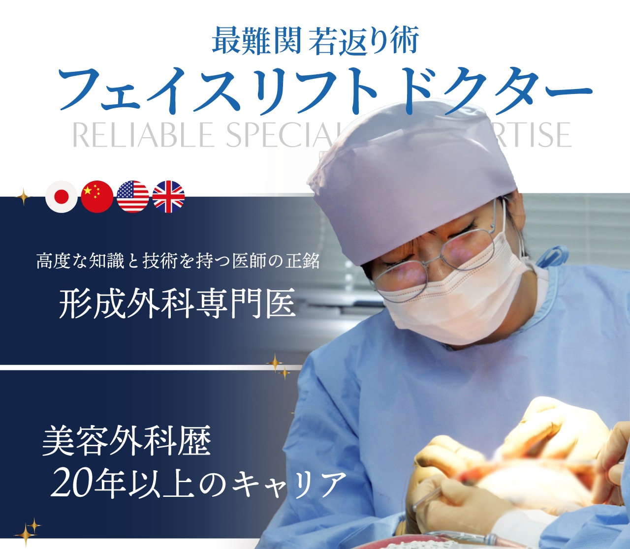 形成外科専門医・美容外科歴20年以上