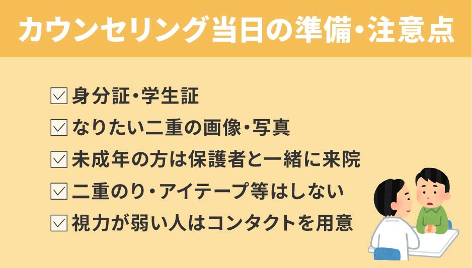 カウンセリング当日の準備物・注意点