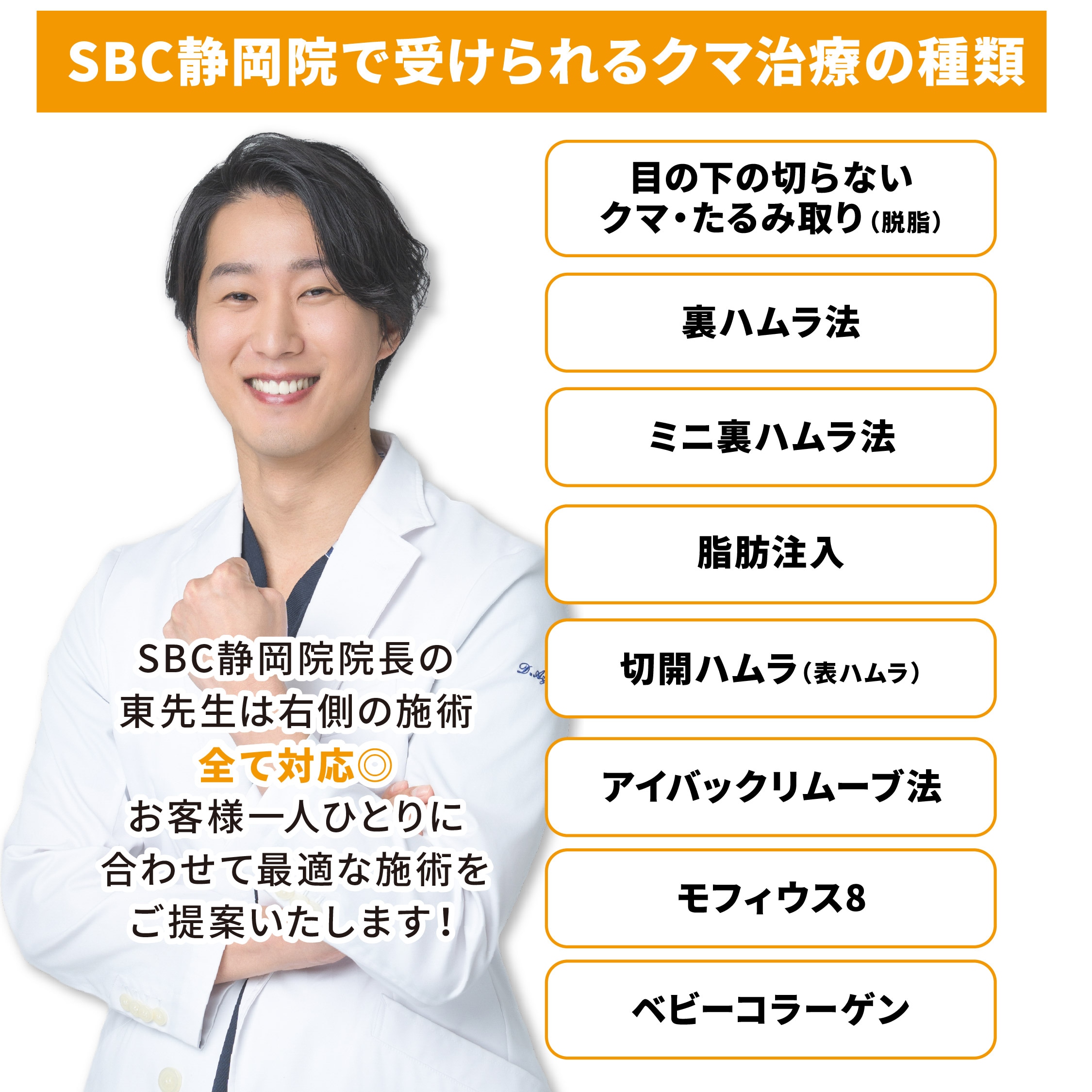 SBC静岡院で受けられるクマ治療はバリエーションが豊富✨