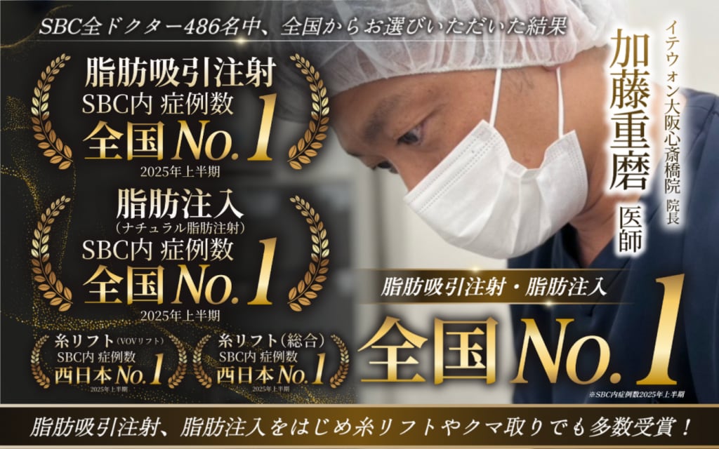 加藤重磨医師の脂肪吸引注射・脂肪注入全国No.1、糸リフト西日本No.1の症例実績画像